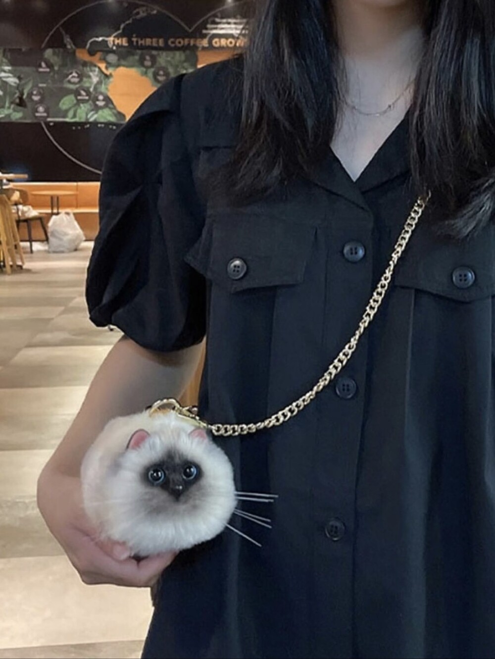 NEW☆ Real? Siamese Cat Bag With Strap